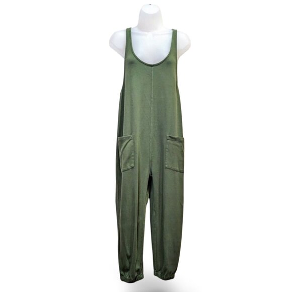 For Days Organic Cotton Womens M Romper Jumpsuit Army Green Casual Sleeveless - Picture 1 of 6